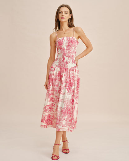 Vestido Maxi Slip Floral Rosa
