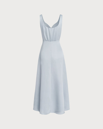 Vestido Maxi Sin Mangas A-Line Gris