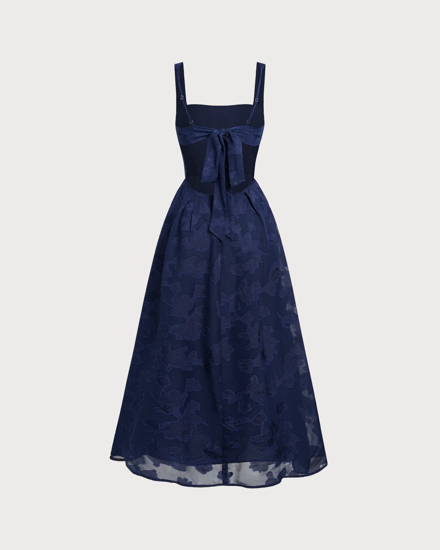 Vestido Maxi Slip Jacquard Marino