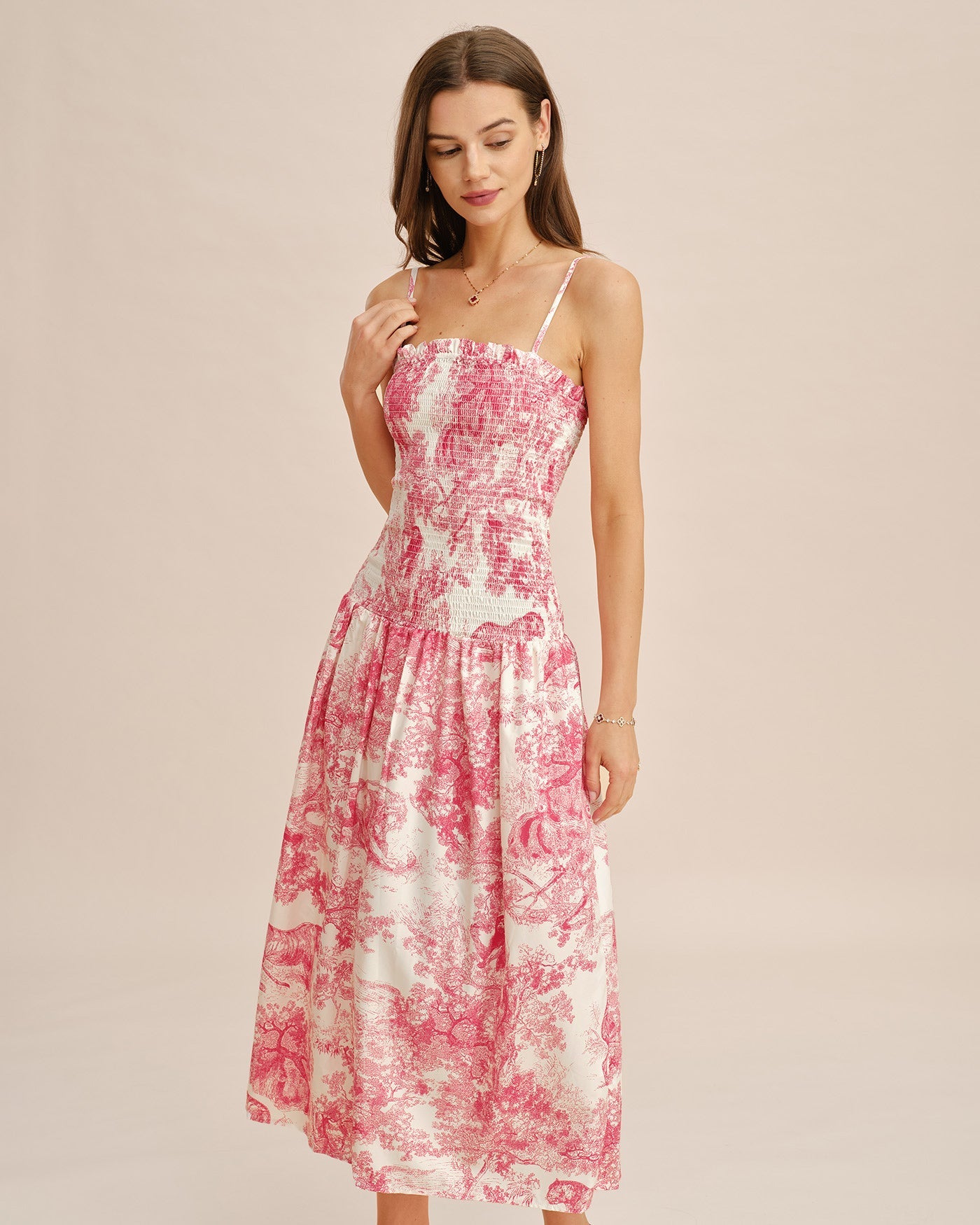 Vestido Maxi Slip Floral Rosa