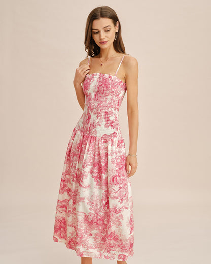Vestido Maxi Slip Floral Rosa