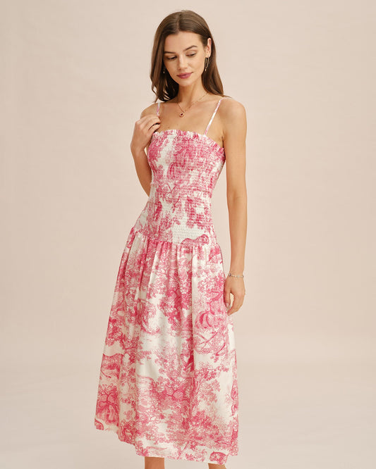 Vestido Maxi Slip Floral Rosa
