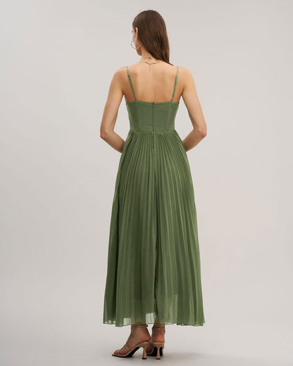 Vestido Maxi Flowy con Escote Corazón en Verde