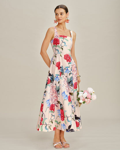Vestido Maxi Sin Mangas en Corte A Floral