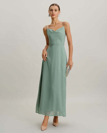 Vestido Maxi Sin Espalda A-Line Verde