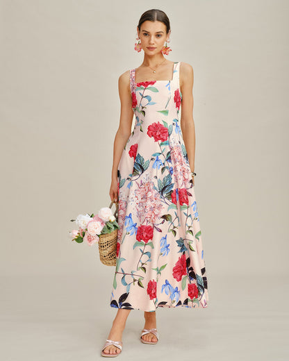 Vestido Maxi Sin Mangas en Corte A Floral
