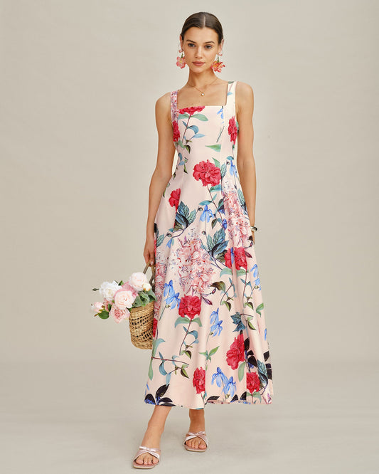Vestido Maxi Sin Mangas en Corte A Floral