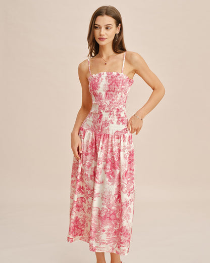 Vestido Maxi Slip Floral Rosa