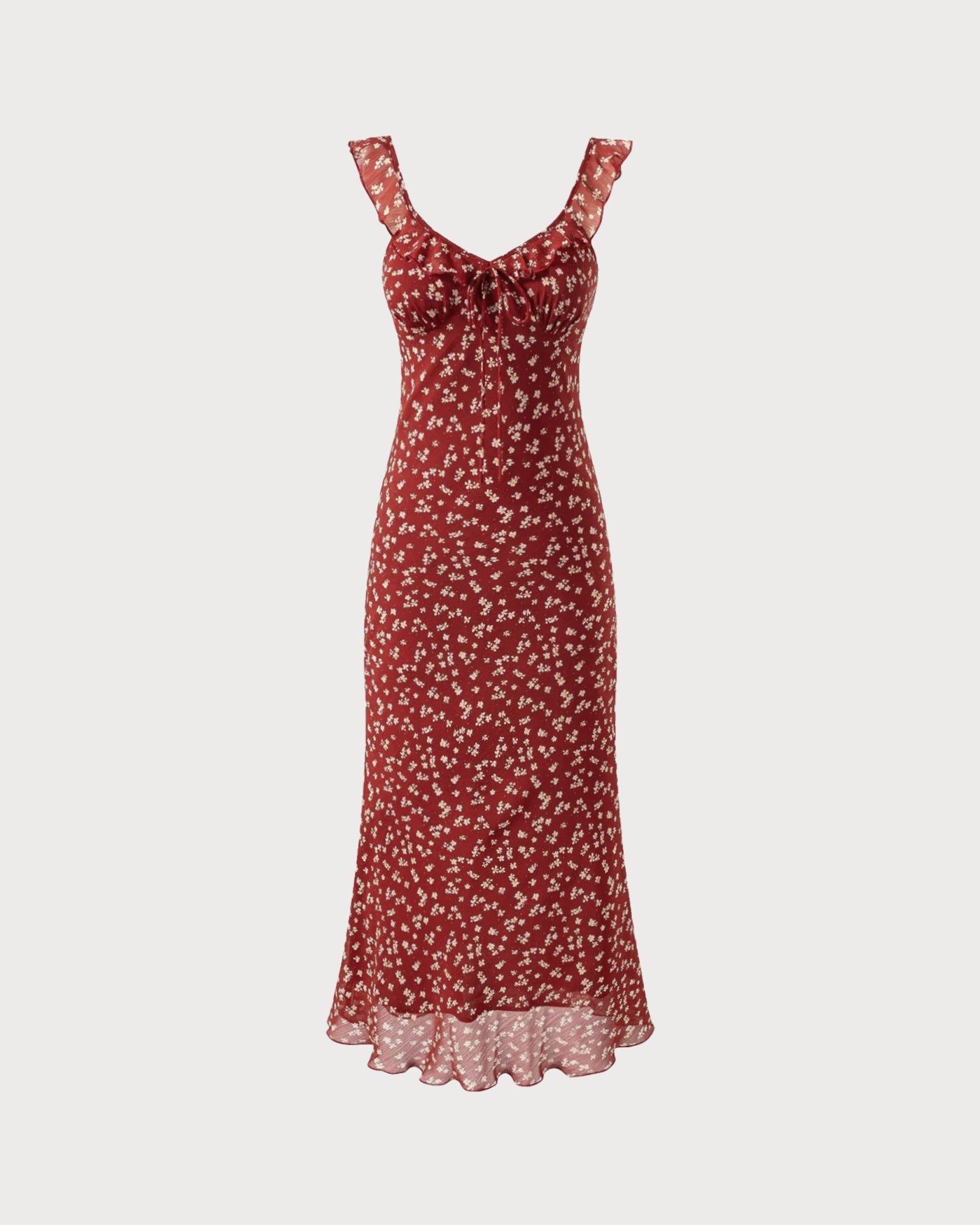 Vestido Maxi Deslizable Rojo Floral