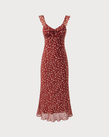 Vestido Maxi Deslizable Rojo Floral