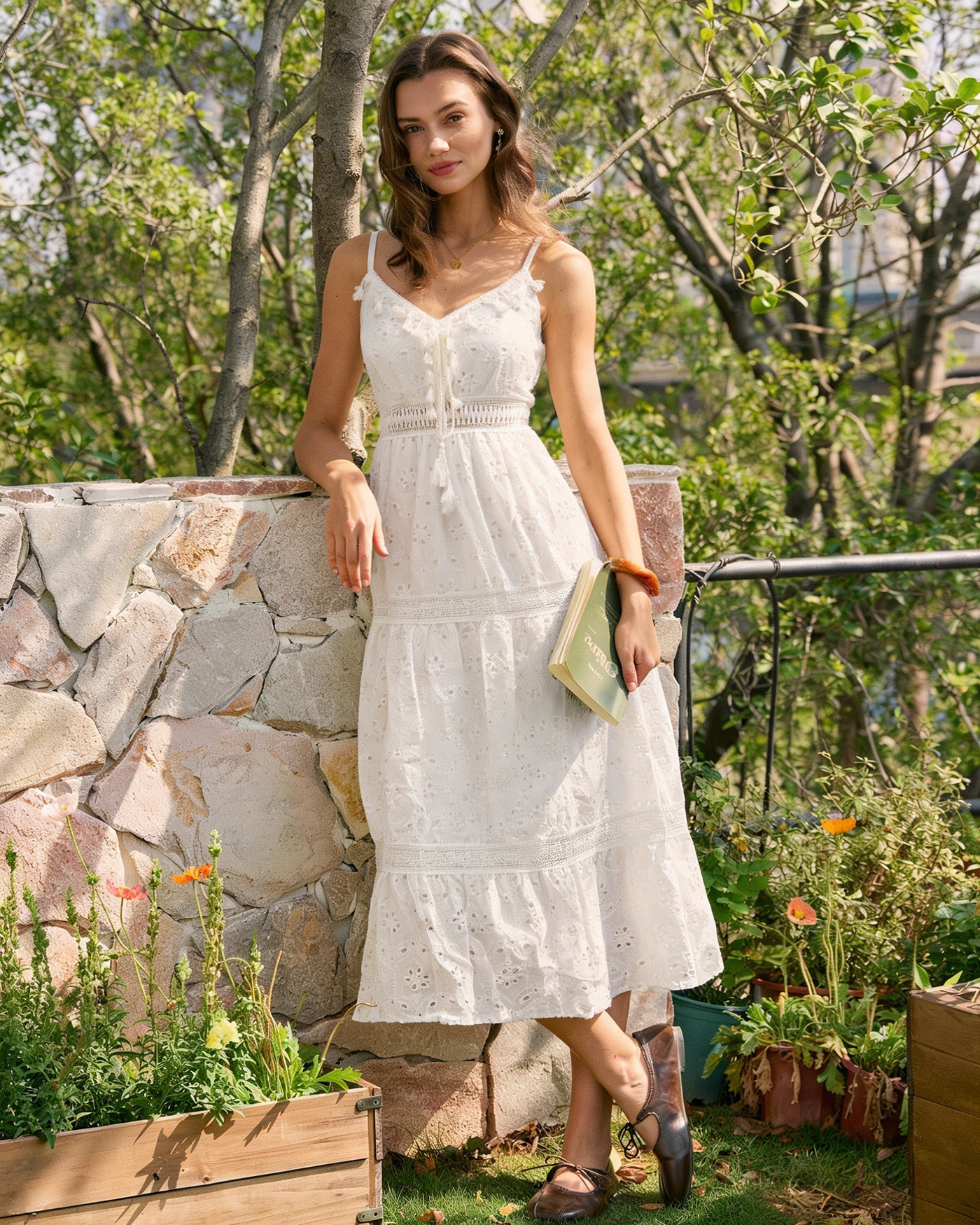 Vestido Maxi Slip Fruncido Blanco