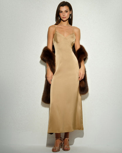 Vestido Maxi Sin Mangas Amarillo
