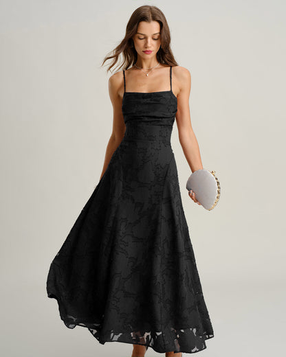 Vestido Maxi de Jacquard Negro