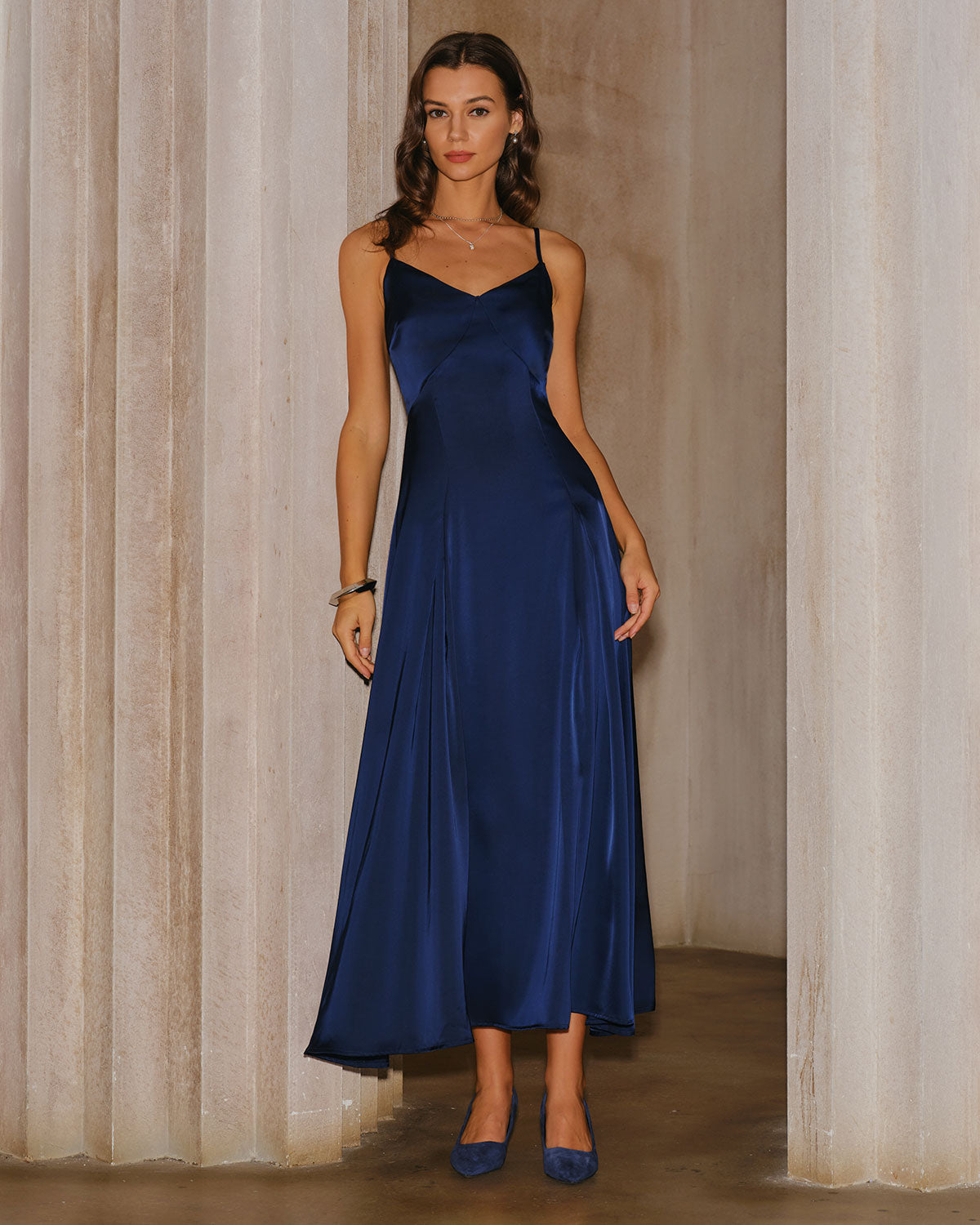 Vestido Maxi A-Line en Color Marino