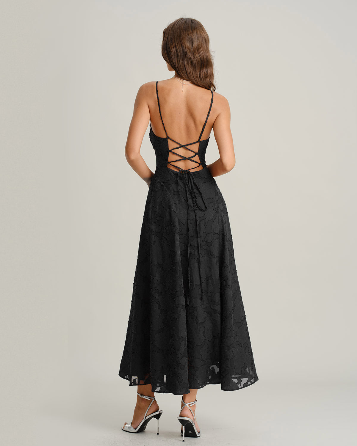 Vestido Maxi de Jacquard Negro