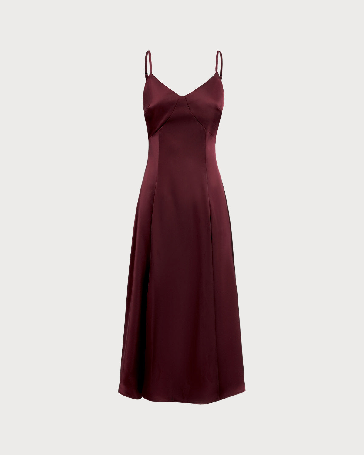 Vestido Maxi A-Line de Satén Rojo Vino