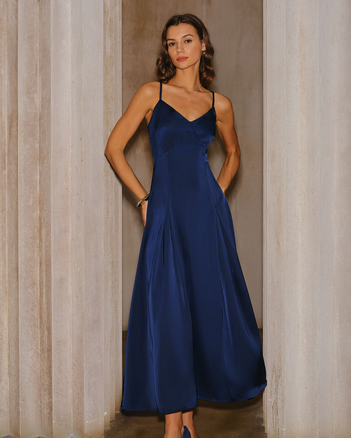 Vestido Maxi A-Line en Color Marino