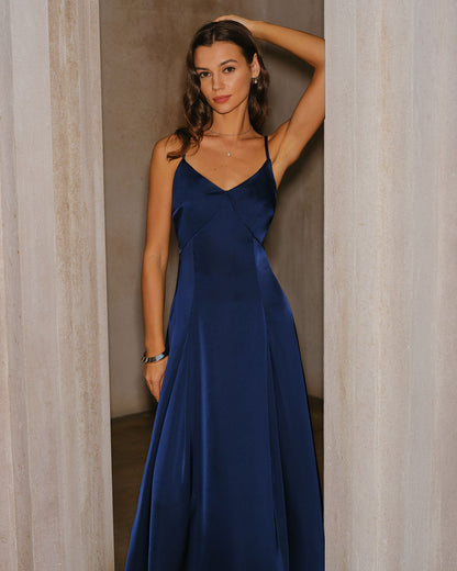 Vestido Maxi A-Line en Color Marino