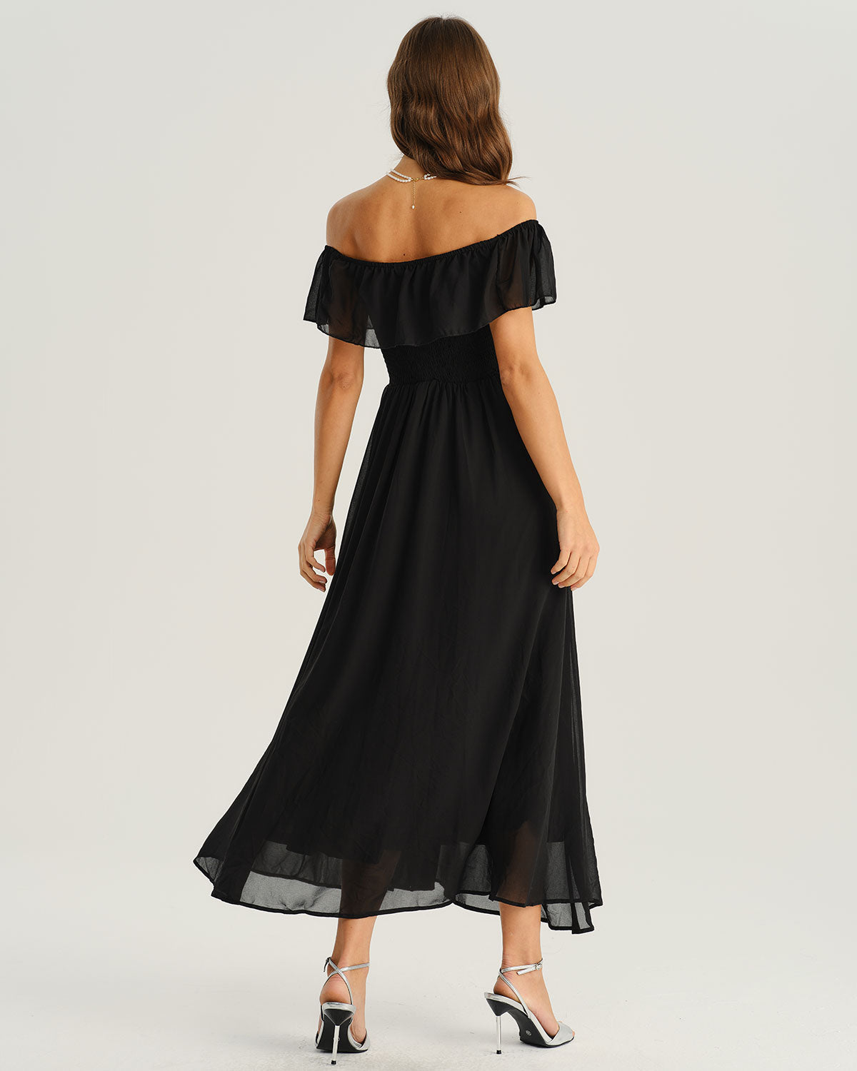 Vestido Maxi A-Line Negro Off The Shoulder