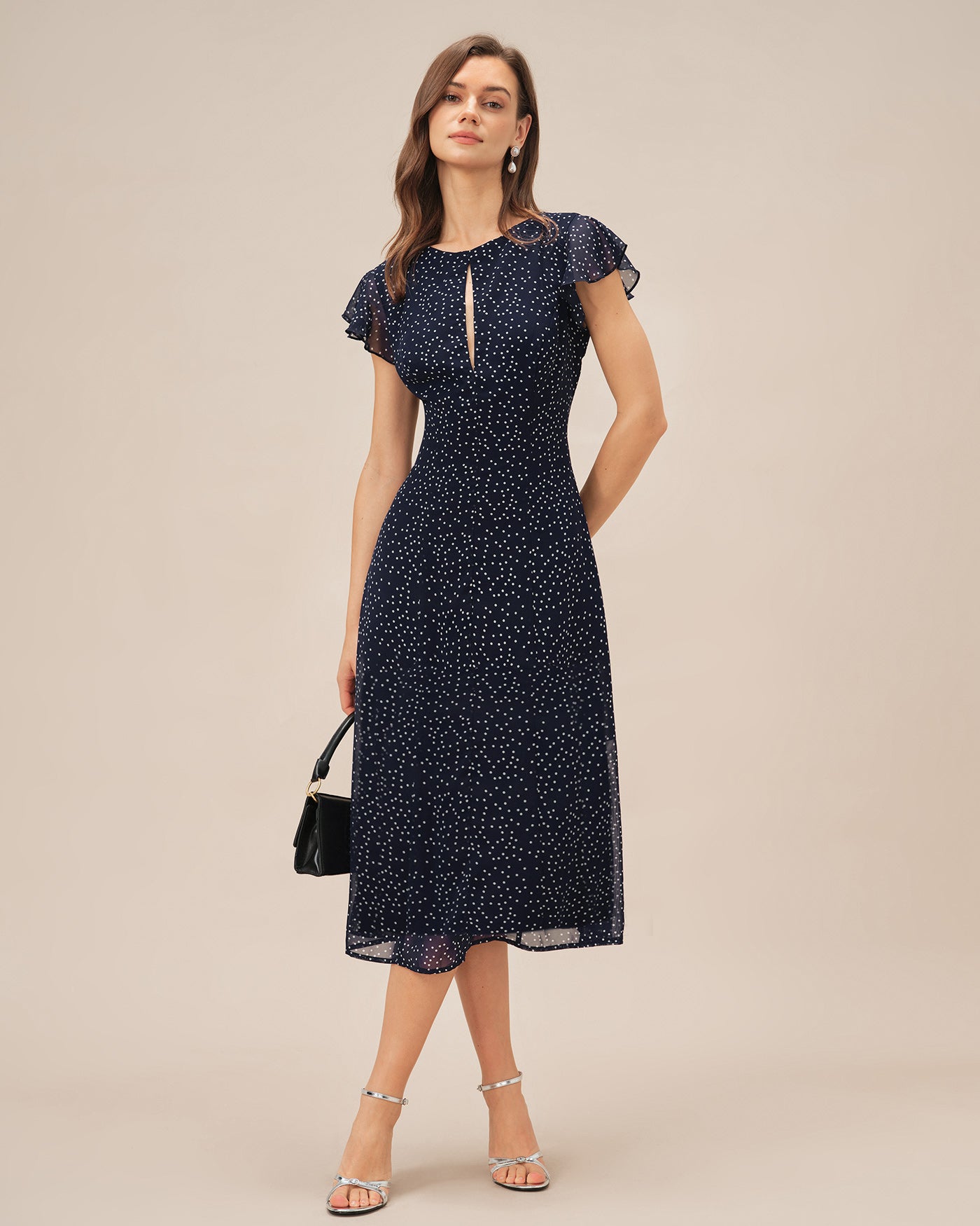 Vestido Midi de Lunares Azules