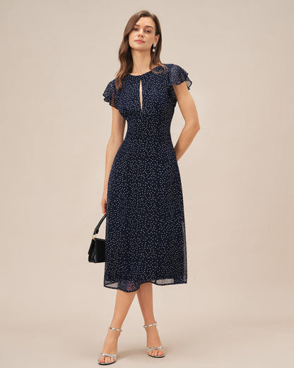 Vestido Midi de Lunares Azules