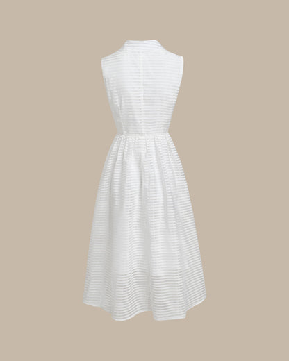 Vestido Midi Sin Mangas a Rayas Blancas