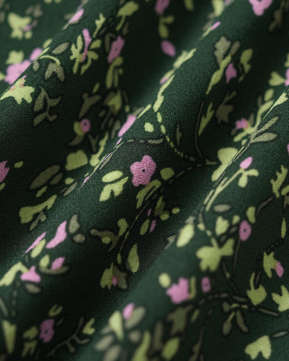 Vestido Midi Floral Verde con Escote en V