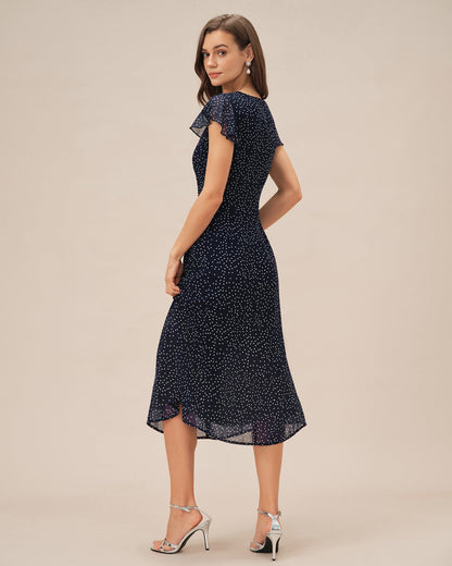 Vestido Midi de Lunares Azules