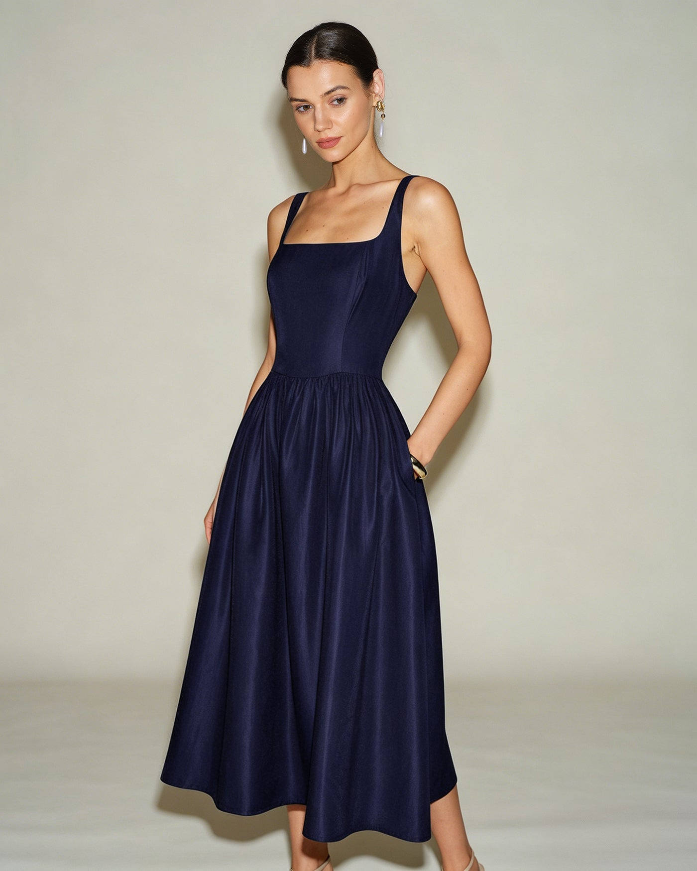 Vestido Midi A-Line Azul