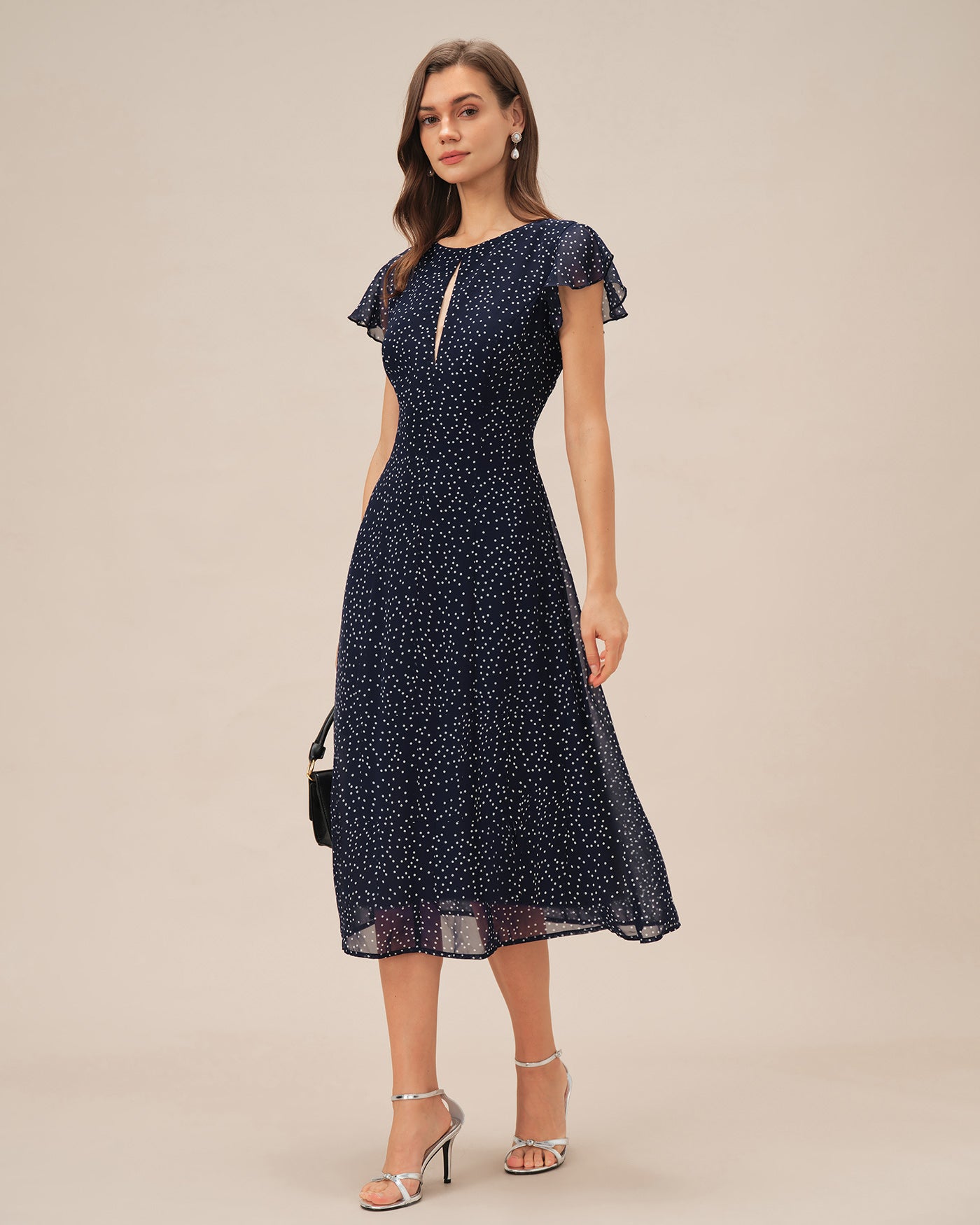 Vestido Midi de Lunares Azules