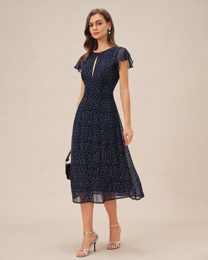 Vestido Midi de Lunares Azules