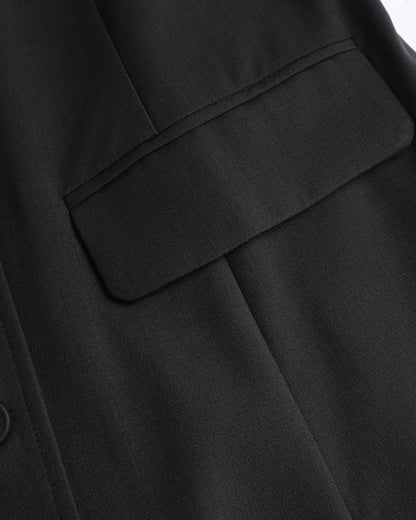Vestido Midi Sin Mangas con Cinturón y Escote en V Negro