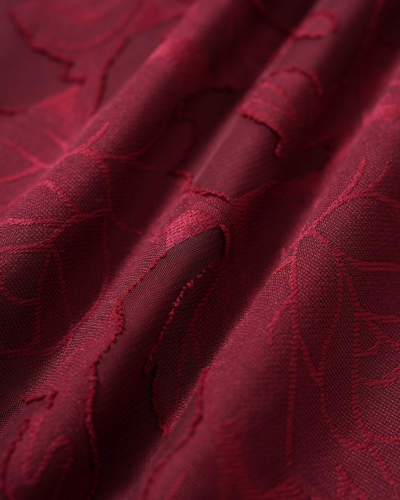 Vestido Midi de Chifón Jacquard Rojo