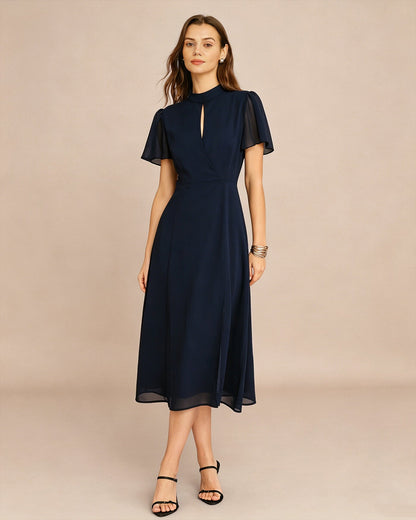 Vestido Midi de Manga Mariposa Azul