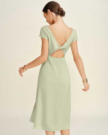 Túnica Midi Verde con Cuello Barco