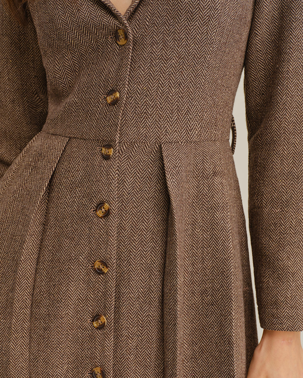Vestido Midi Plisado A-Line Marrón