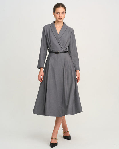 Vestido Midi A-Line Gris