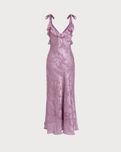 Vestido Maxi Sin Mangas de Jacquard Púrpura