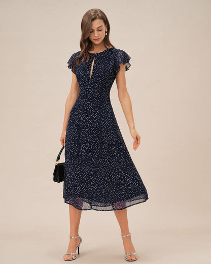 Vestido Midi de Lunares Azules
