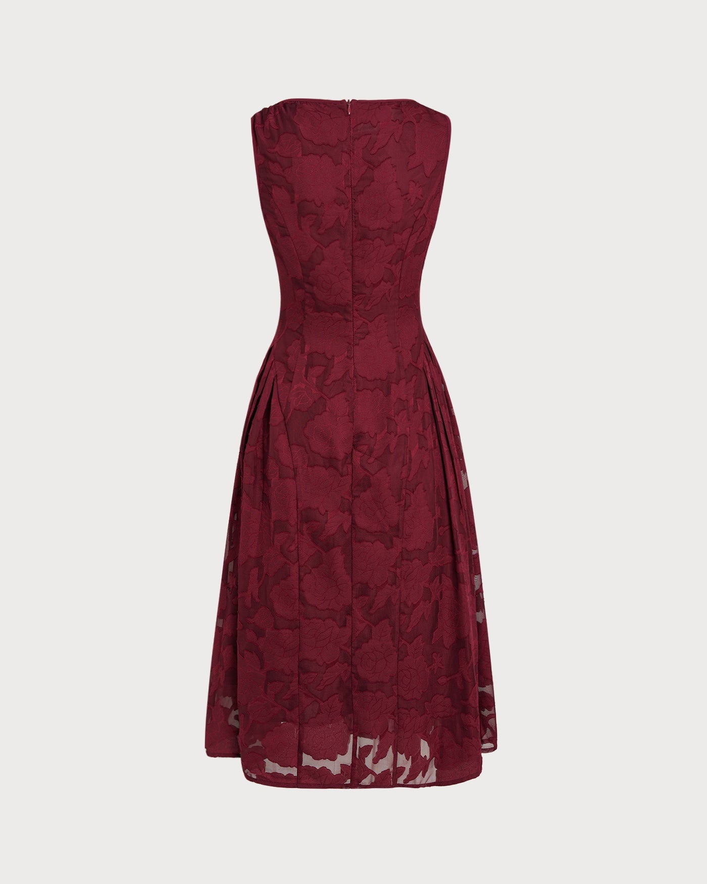 Vestido Midi de Chifón Jacquard Rojo