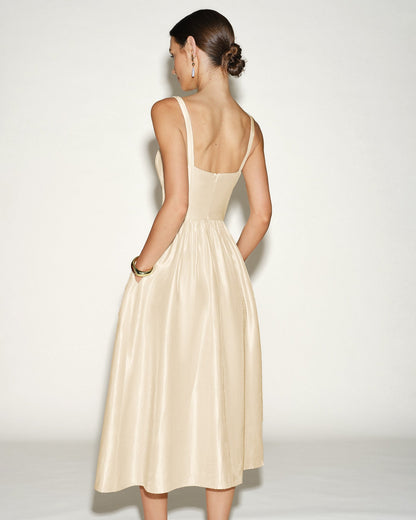 Vestido Midi Deslizante Color Albaricoque