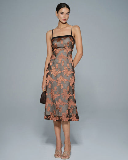 Vestido Midi Floral de Caramelo