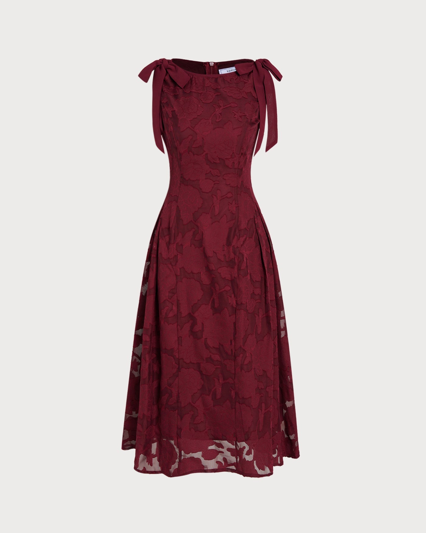 Vestido Midi de Chifón Jacquard Rojo