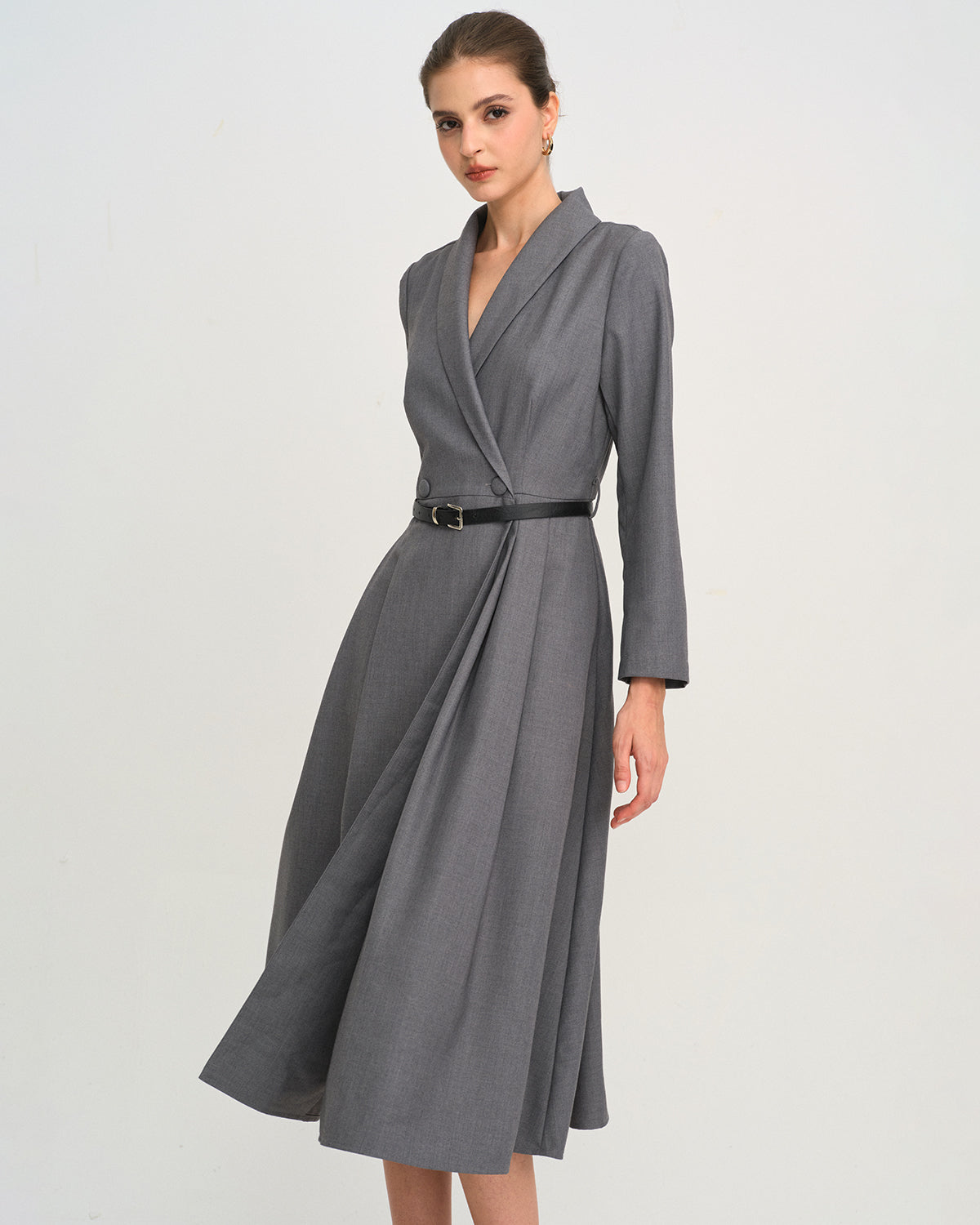 Vestido Midi A-Line Gris