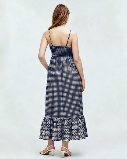 Vestido Midi Deslizante de Cuadros Negros