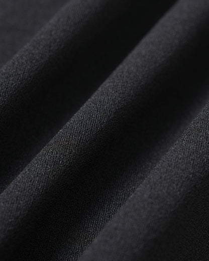 Vestido Midi Deslizante Negro Sólido con Cremallera