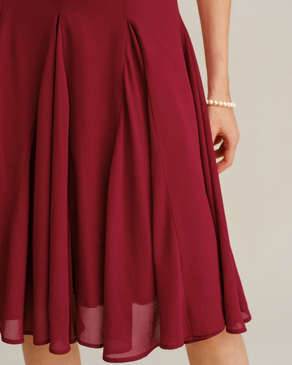 Vestido Midi A-Line de Chiffon Rojo
