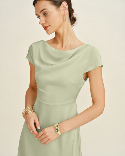 Túnica Midi Verde con Cuello Barco