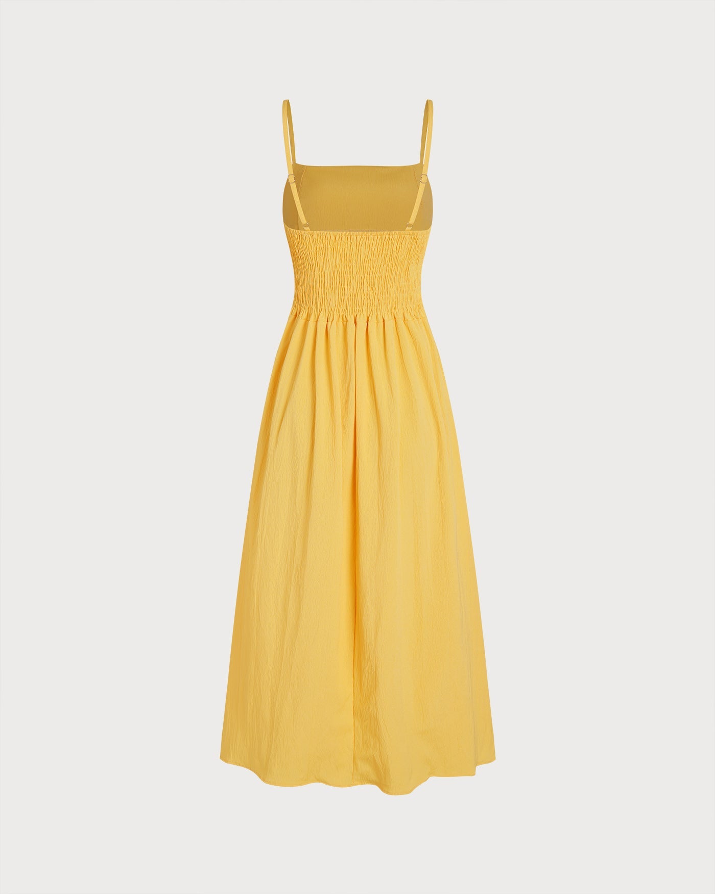 Vestido Midi A-Line Amarillo con Pliegues