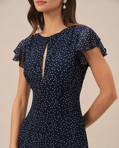 Vestido Midi de Lunares Azules